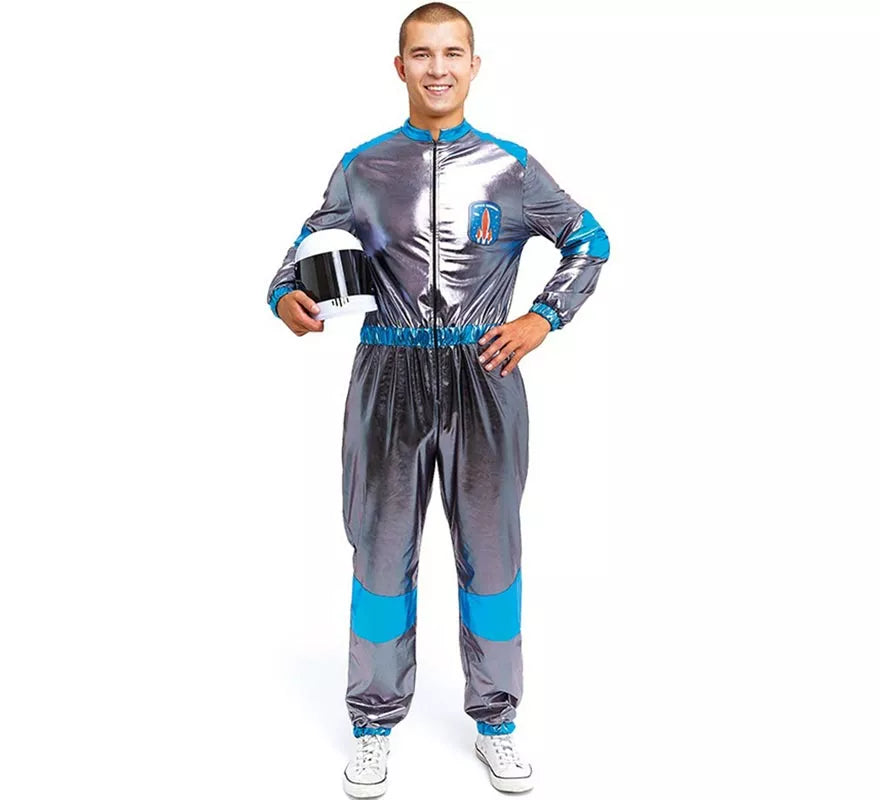 Translation missing: de.Disfraz de Astronauta plateado y azul para adulto