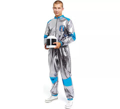 Silbernes und blaues Astronautenkostüm für Erwachsene