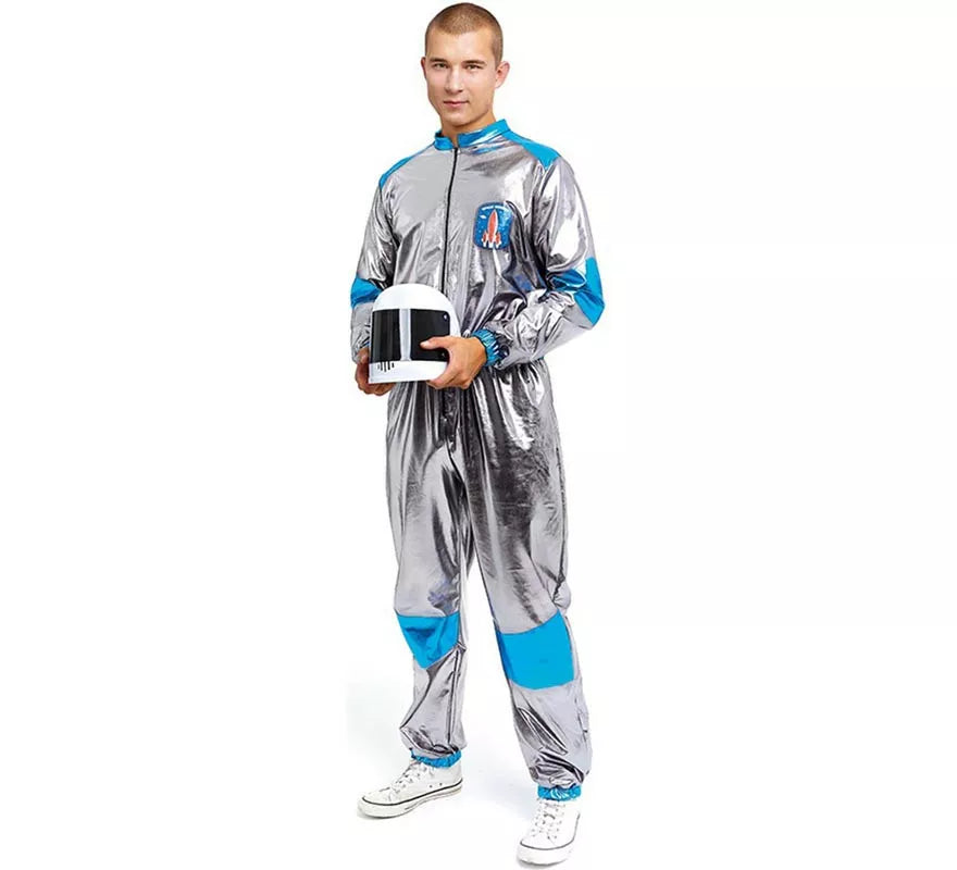 Translation missing: de.Disfraz de Astronauta plateado y azul para adulto