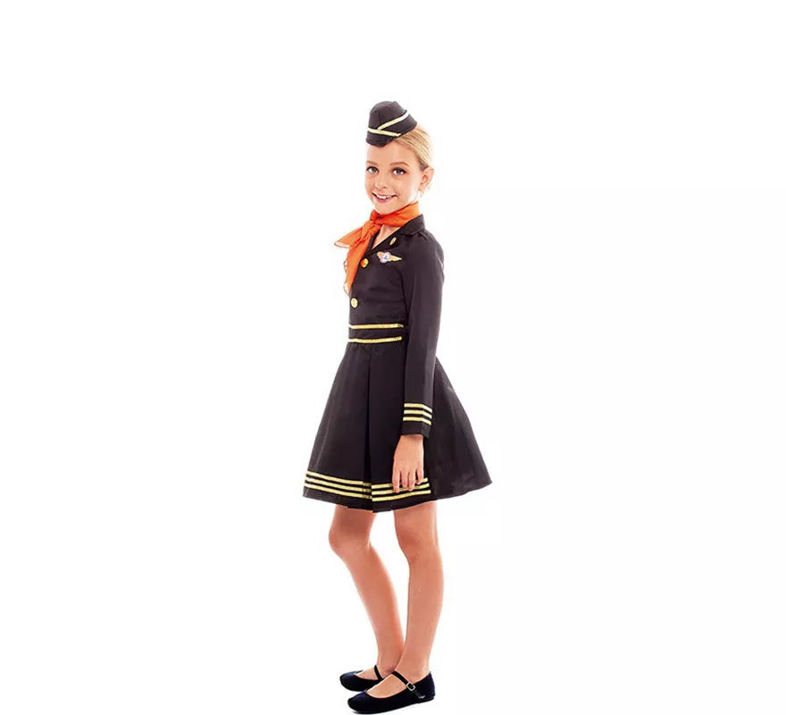 Disfraz de Azafata de Vuelo Elegante con Gorro para niña