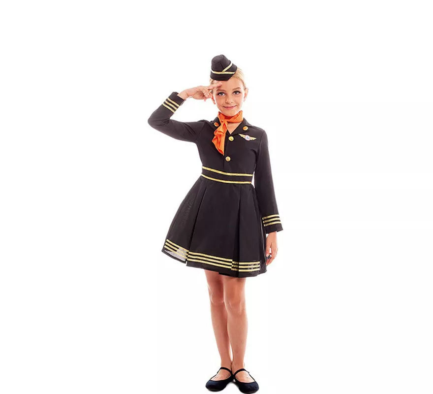 Translation missing: de.Disfraz de Azafata de Vuelo Elegante con Gorro para niña