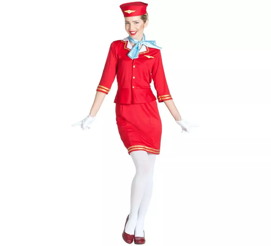 Translation missing: de.Disfraz de Azafata de Vuelo Roja para mujer