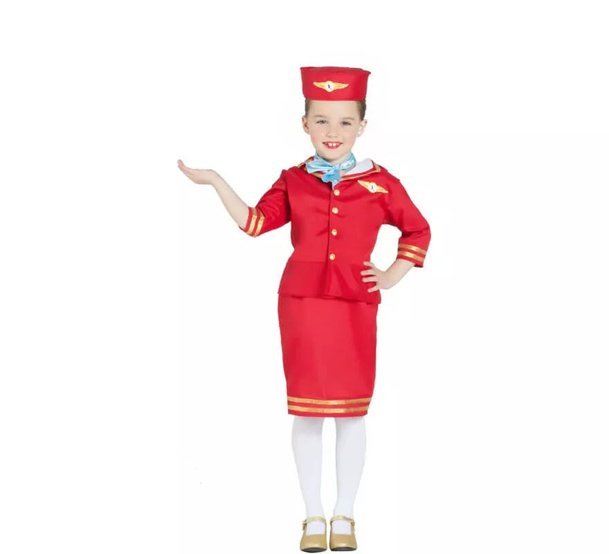 Translation missing: de.Disfraz de Azafata de Vuelo Roja para niña