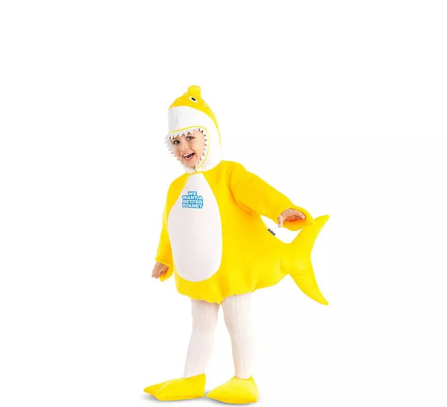 Translation missing: de.Disfraz de Baby Shark amarillo con capucha para bebé y niños