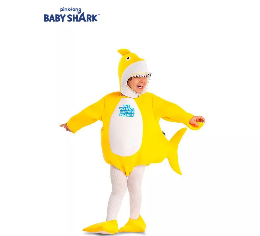 Translation missing: de.Disfraz de Baby Shark amarillo con capucha para bebé y niños