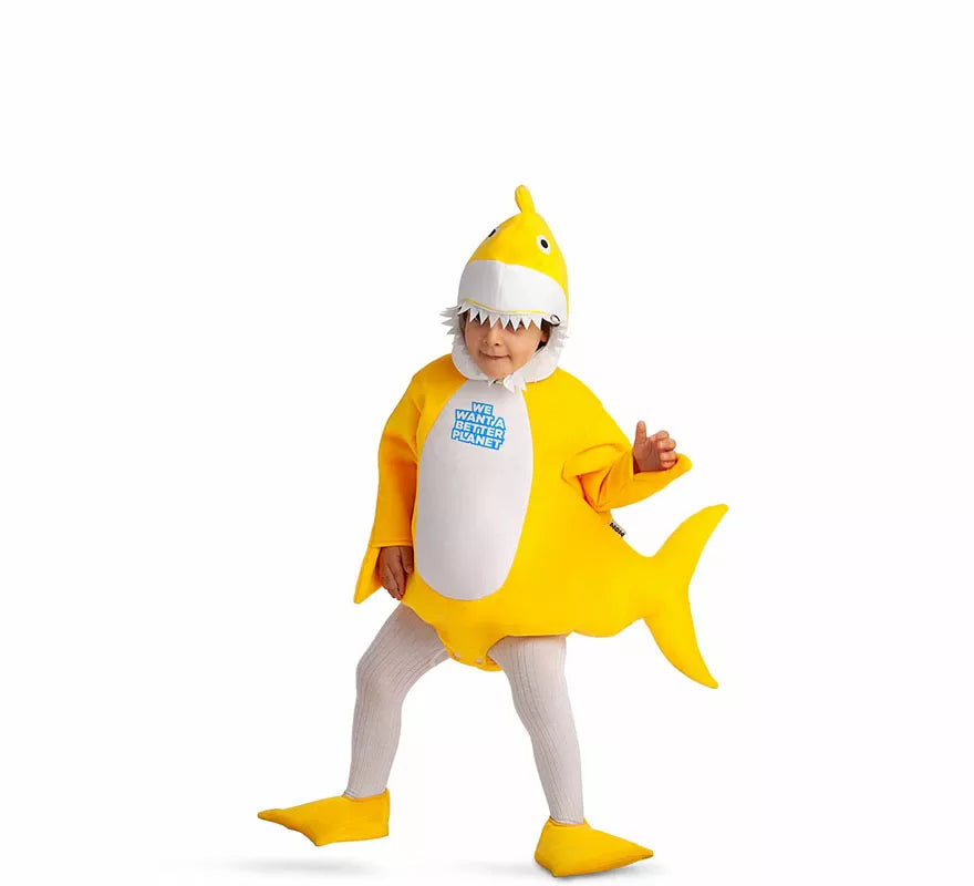 Translation missing: de.Disfraz de Baby Shark amarillo con capucha para bebé y niños