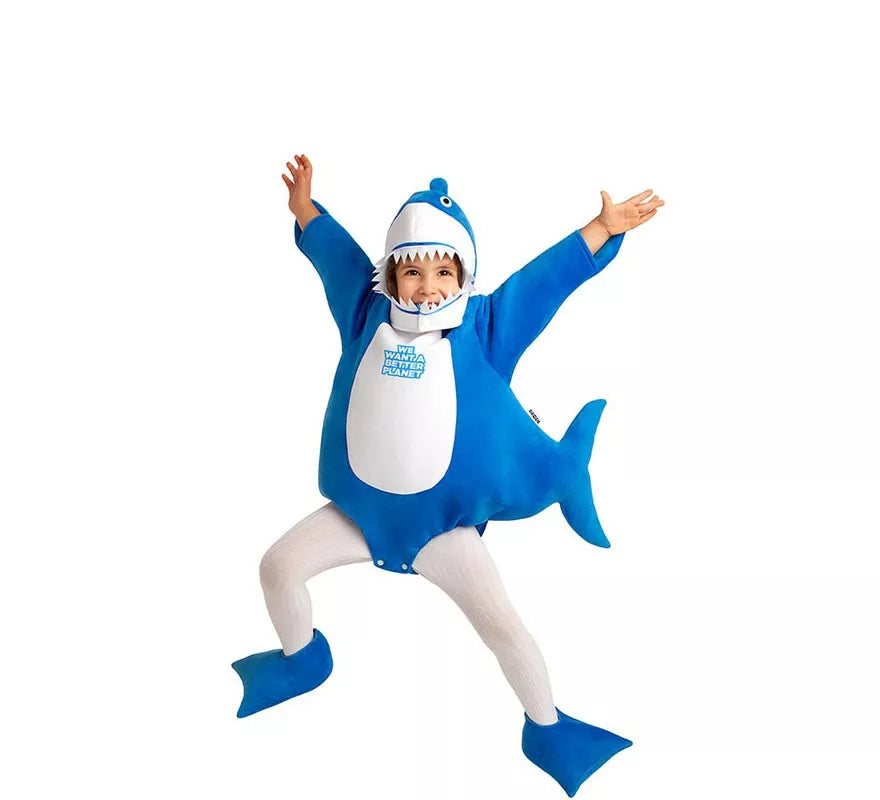 Translation missing: de.Disfraz de Baby Shark azul con capucha para bebé y niños
