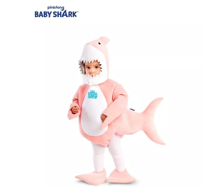 Disfraz de Baby Shark rosa con capucha para bebé y niños