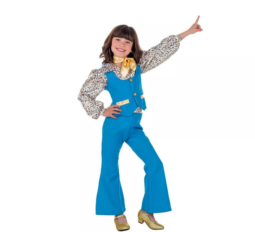 Translation missing: de.Disfraz de Bailarina Años 70 Azul para niña