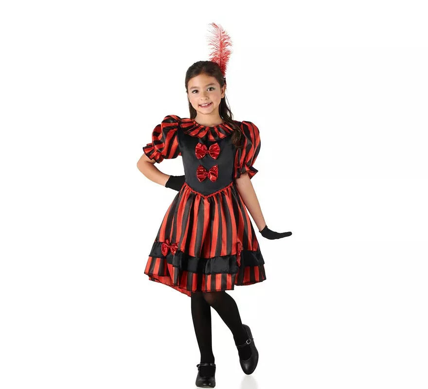 Translation missing: de.Disfraz de Bailarina Can Can rojo y negro para niña