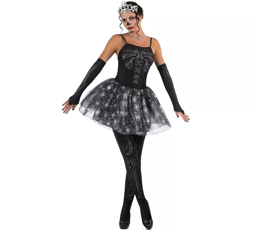 Disfraz de Bailarina Esqueleto con tiara para mujer