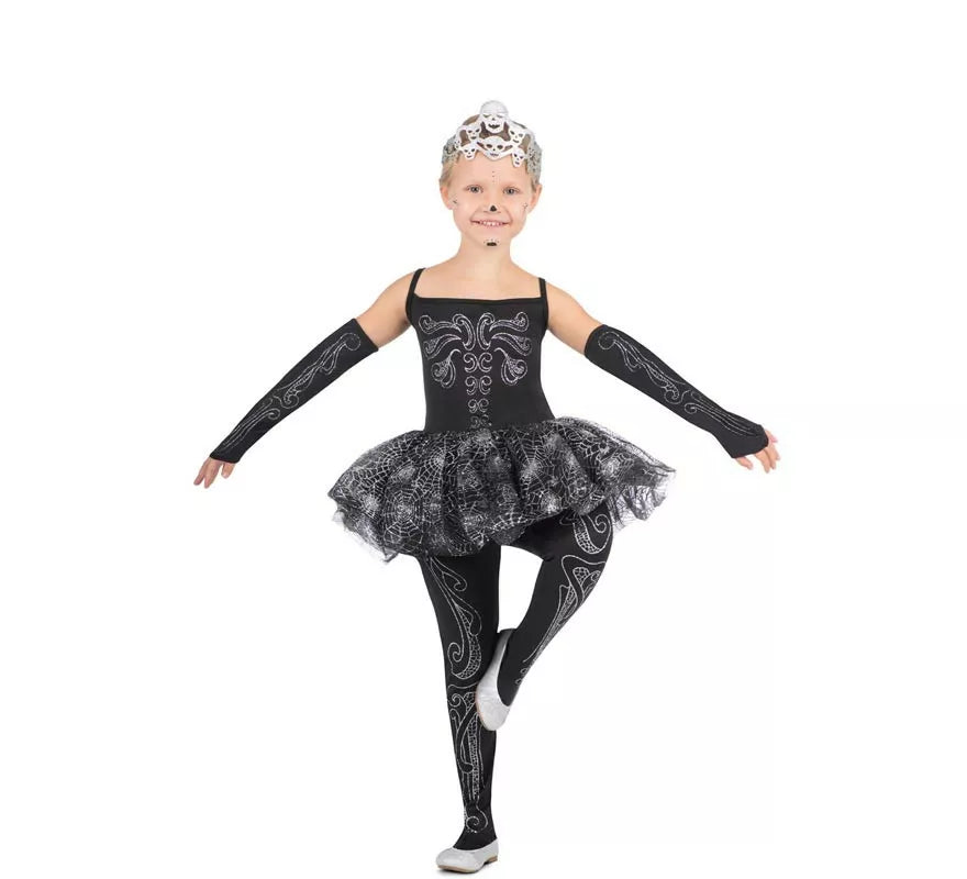 Disfraz de Bailarina Esqueleto con tiara para niña