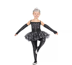 Skelett-Tänzerin-Kostüm mit Tiara für Mädchen