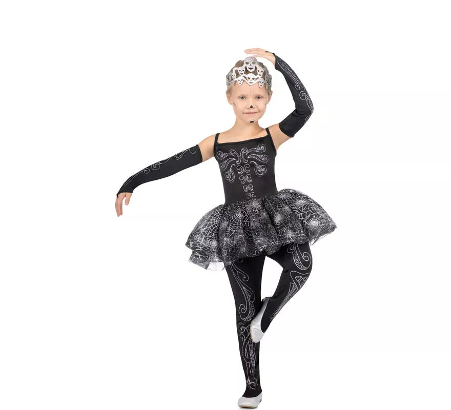 Translation missing: de.Disfraz de Bailarina Esqueleto con tiara para niña