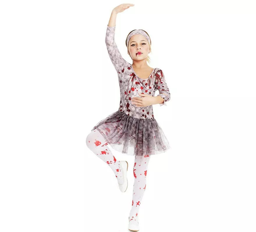 Translation missing: de.Disfraz de Bailarina Zombie gris con tocado para niña y adolescente