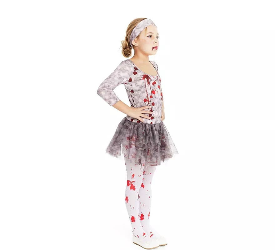 Translation missing: de.Disfraz de Bailarina Zombie gris con tocado para niña y adolescente
