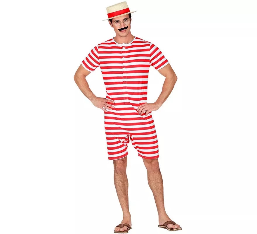 Translation missing: de.Disfraz de Bañador Estilo Retro años 50 rojo para hombre