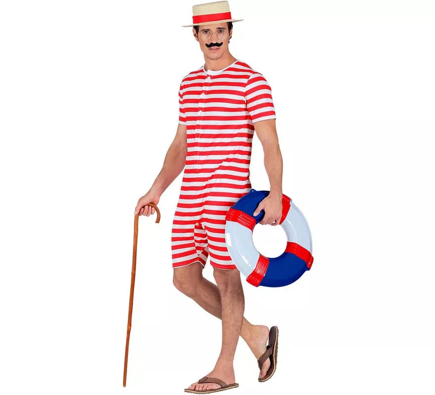 Translation missing: de.Disfraz de Bañador Estilo Retro años 50 rojo para hombre