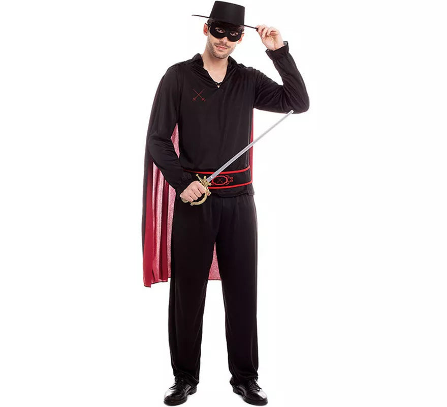Translation missing: de.Disfraz de Bandido Z negro con capa para hombre