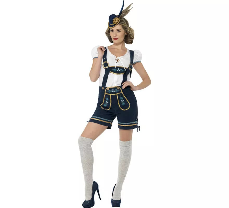 Translation missing: de.Disfraz de Bávara Azul con Lederhosen para mujer