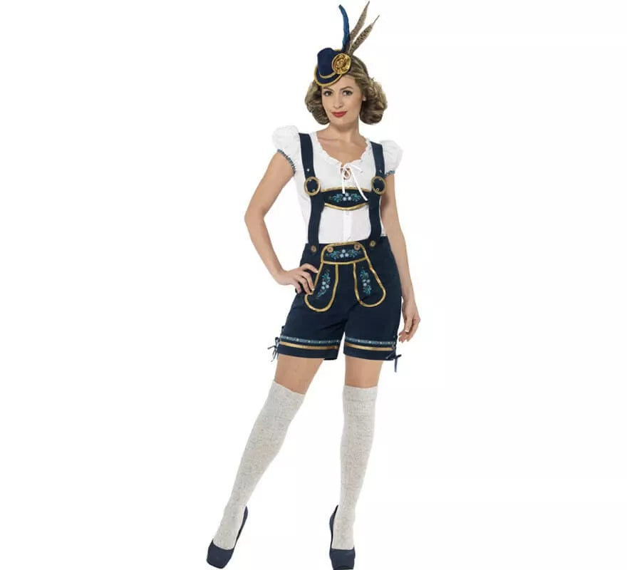 Translation missing: de.Disfraz de Bávara Azul con Lederhosen para mujer