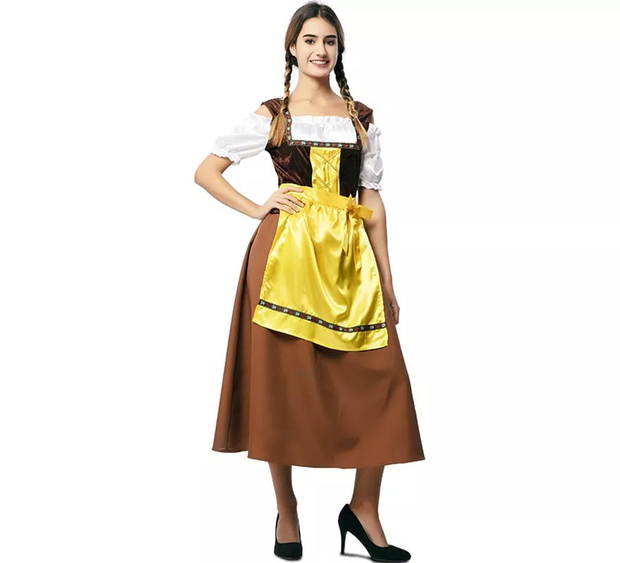 Disfraz de Bávara clásica marrón y amarillo para mujer
