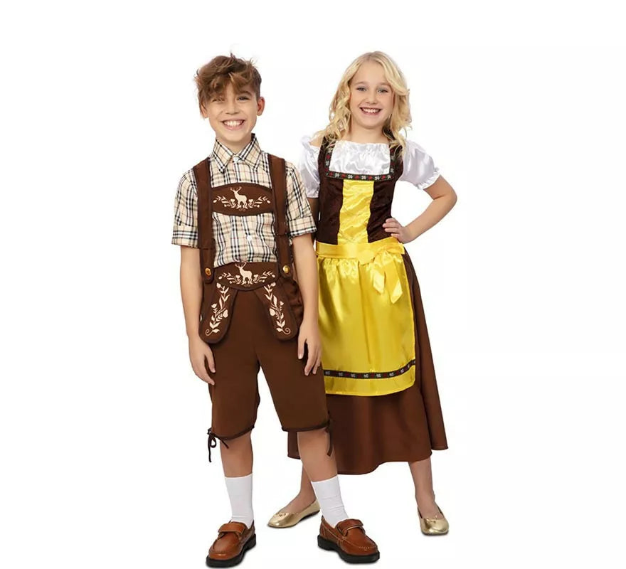 Translation missing: de.Disfraz de Bávara clásica marrón y amarillo para niña