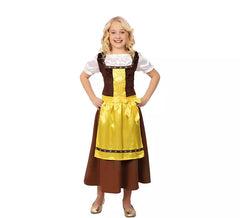 Klassisches braun-gelbes bayerisches Kostüm für Mädchen