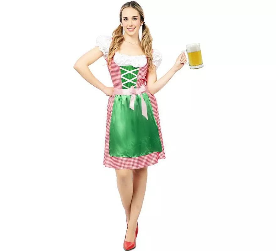 Translation missing: de.Disfraz de Bávara vestido rosa y verde para mujer