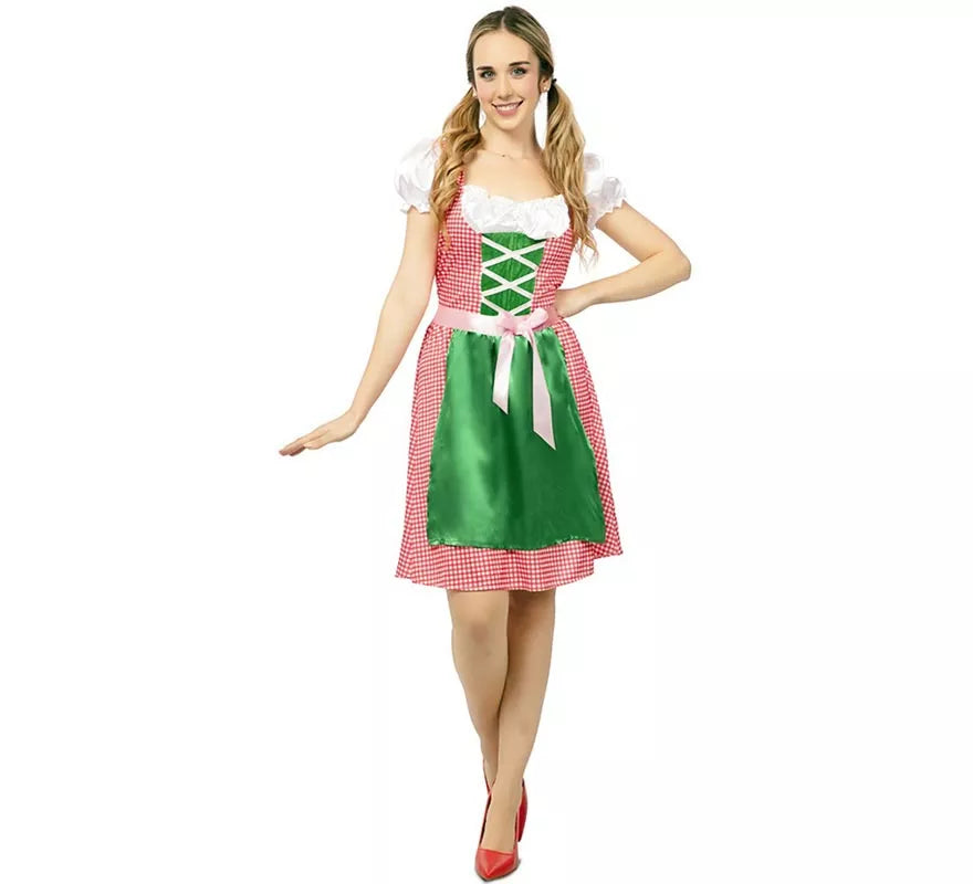 Translation missing: de.Disfraz de Bávara vestido rosa y verde para mujer