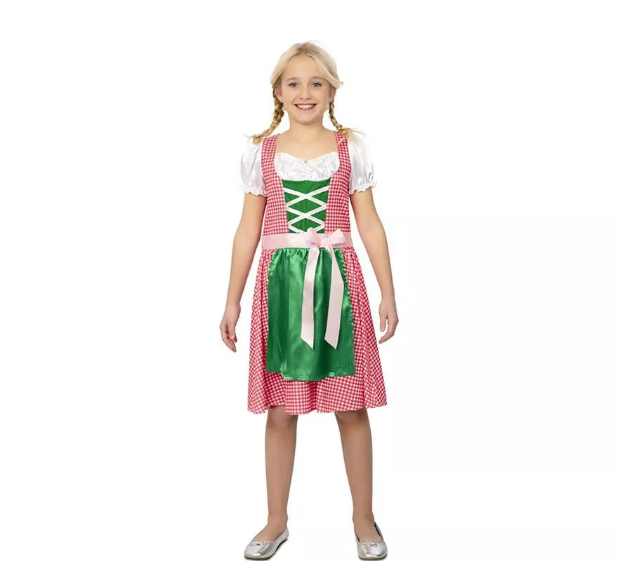 Translation missing: de.Disfraz de Bávara vestido rosa y verde para niña