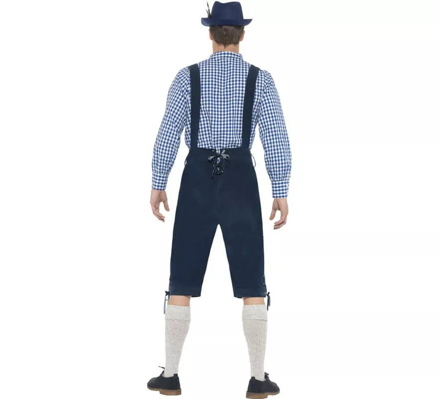 Translation missing: de.Disfraz de Bávaro Tradicional Azul con Lederhosen para hombre