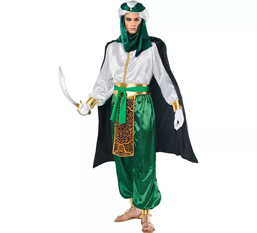 Translation missing: de.Disfraz de Beduino elegante verde y blanco para hombre