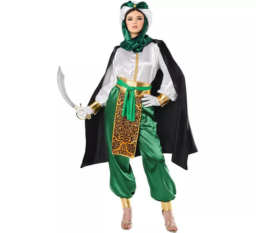 Translation missing: de.Disfraz de Beduino elegante verde y blanco para mujer