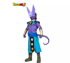 Dragon Ball Beerus Kostüm mit Maske und Schminke für ein Kind