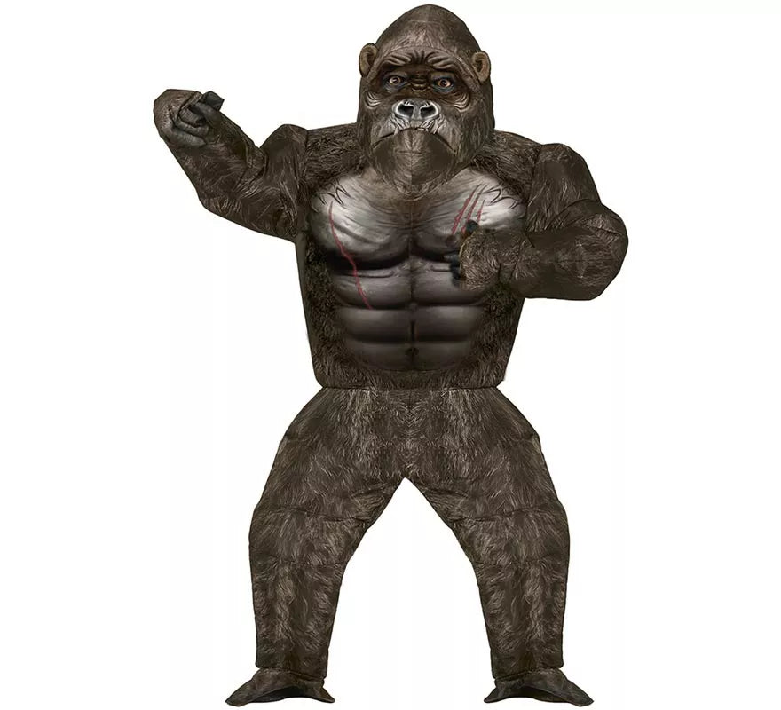 Translation missing: de.Disfraz de Big Kong negro con máscara hinchable o inflable para adulto
