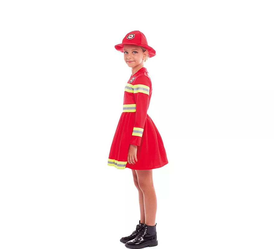 Disfraz de Bombera Rojo y Amarillo para niña