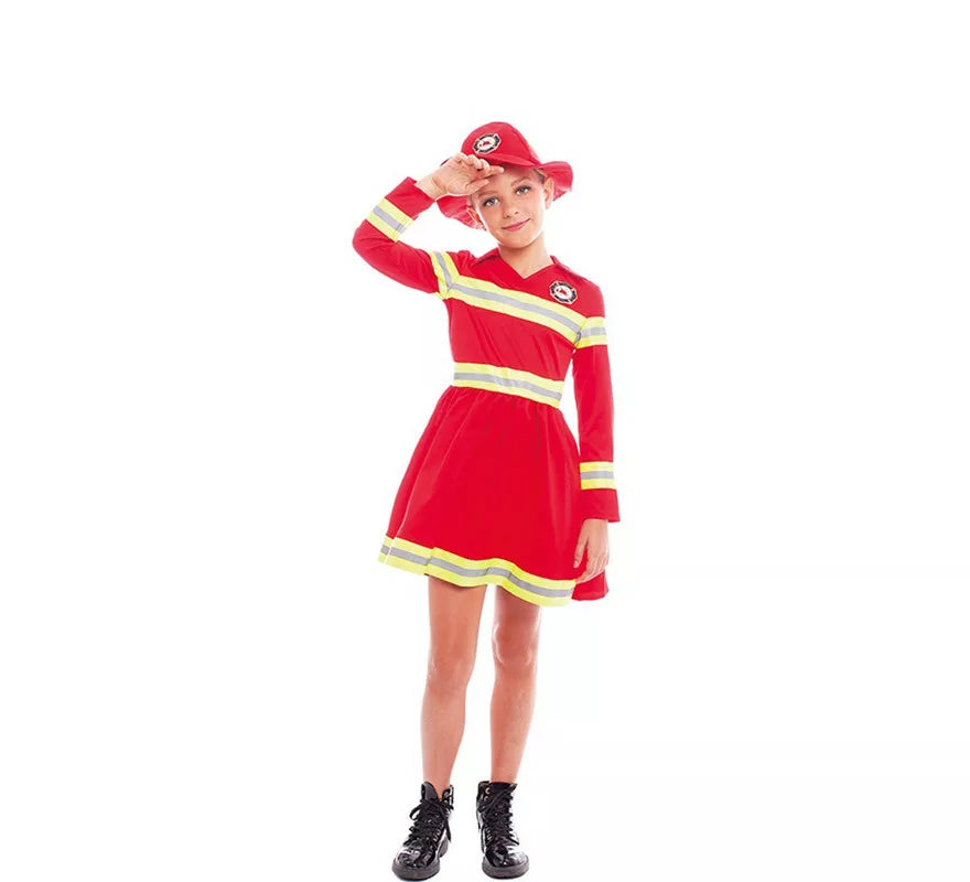 Translation missing: de.Disfraz de Bombera Rojo y Amarillo para niña