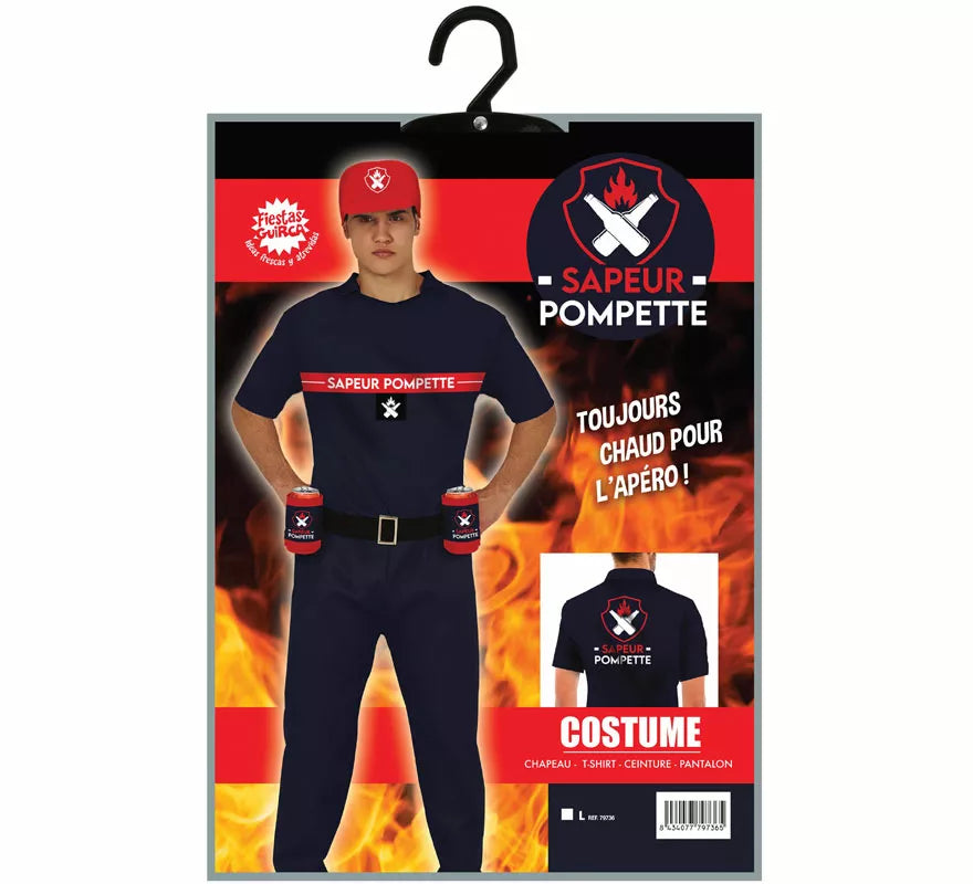 Disfraz de Bombero con Portabebidas para hombre