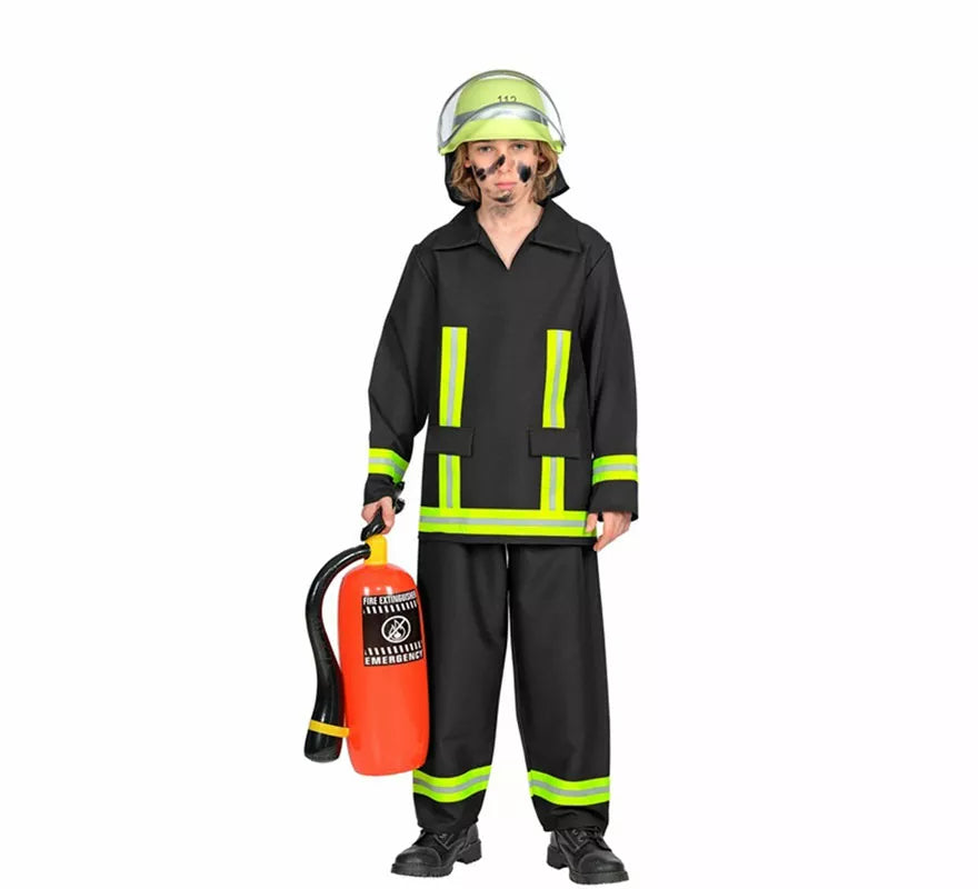 Translation missing: de.Disfraz de Bombero negro y amarillo para niño