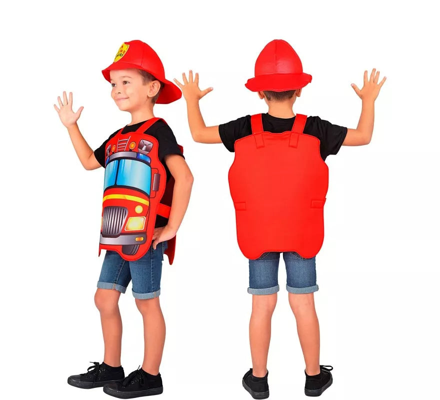 Translation missing: de.Disfraz de Bombero rojo con gorro para niños