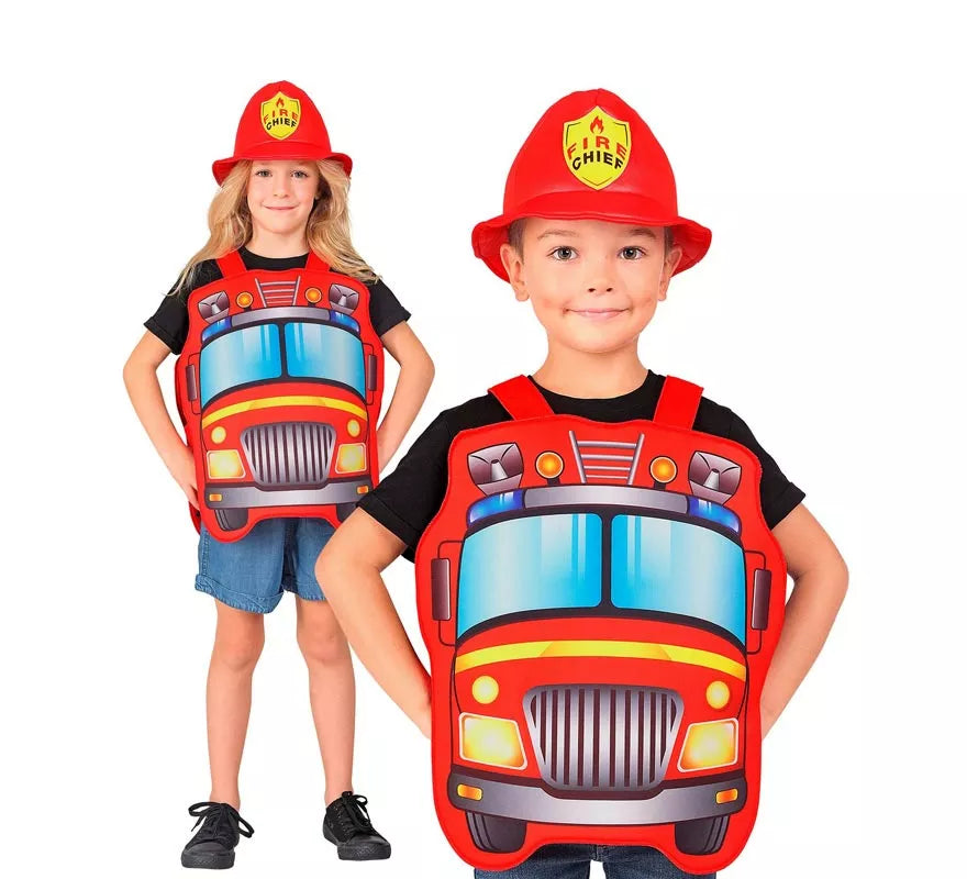 Translation missing: de.Disfraz de Bombero rojo con gorro para niños
