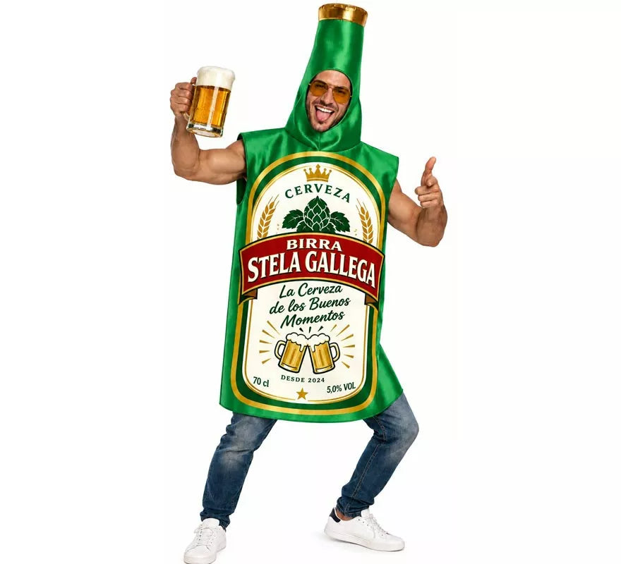 Translation missing: de.Disfraz de Botellín de Cerveza verde para adultos