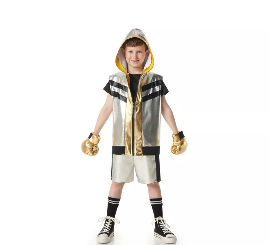 Disfraz de Boxeador plateado para niños