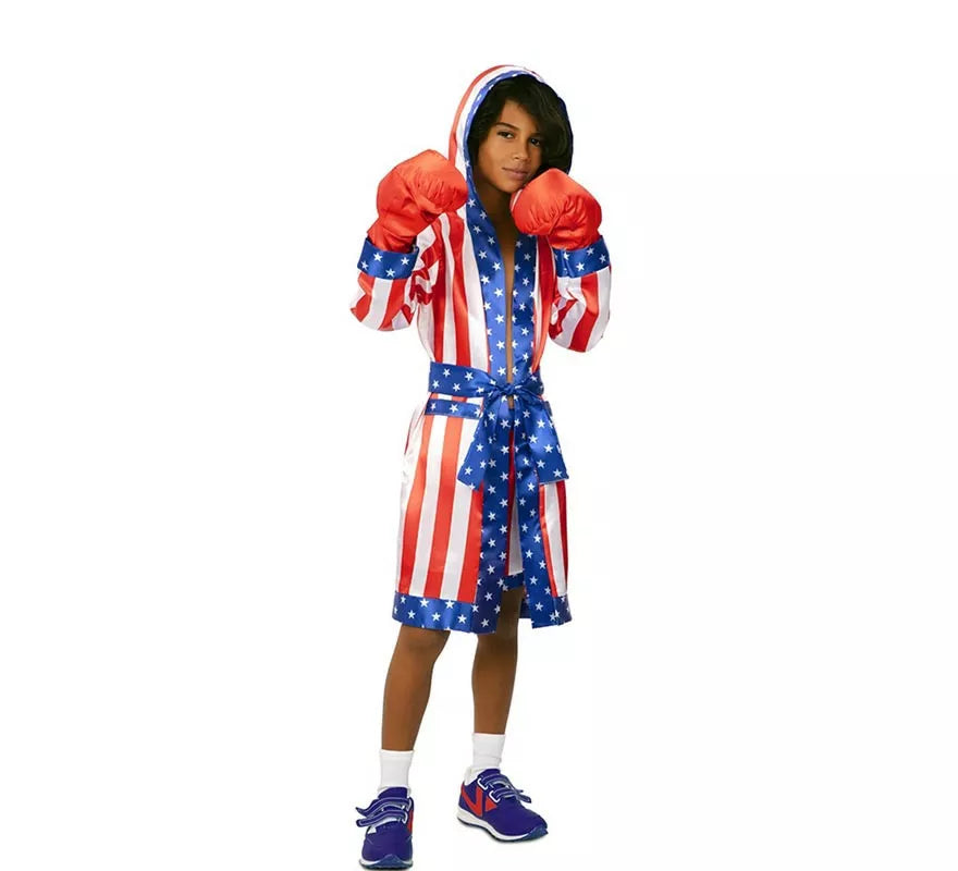 Translation missing: de.Disfraz de Boxeador Profesional USA con cinturón para niño