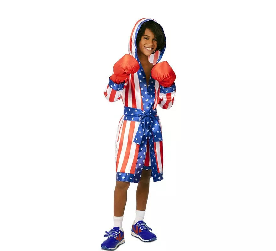 Translation missing: de.Disfraz de Boxeador Profesional USA con cinturón para niño