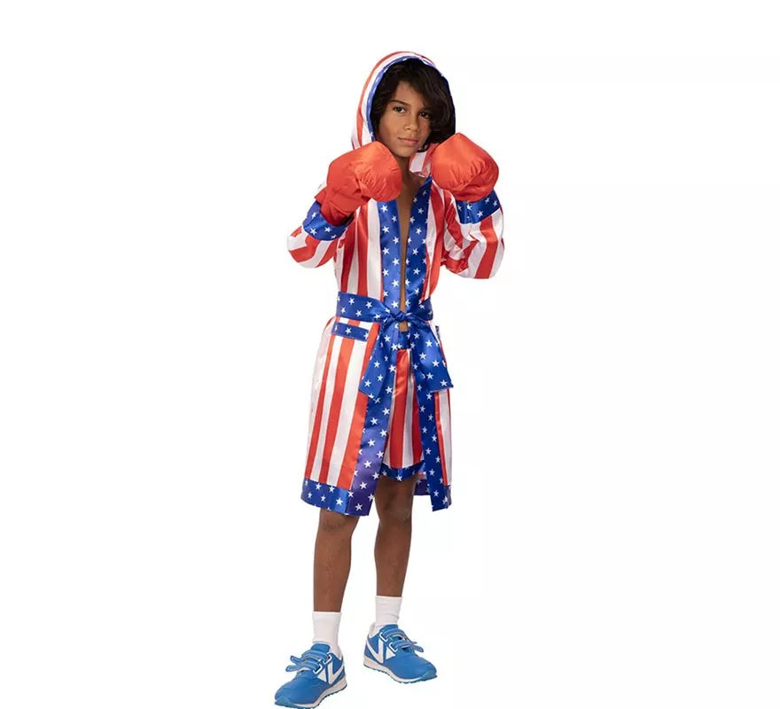 Translation missing: de.Disfraz de Boxeador Profesional USA con cinturón para niño
