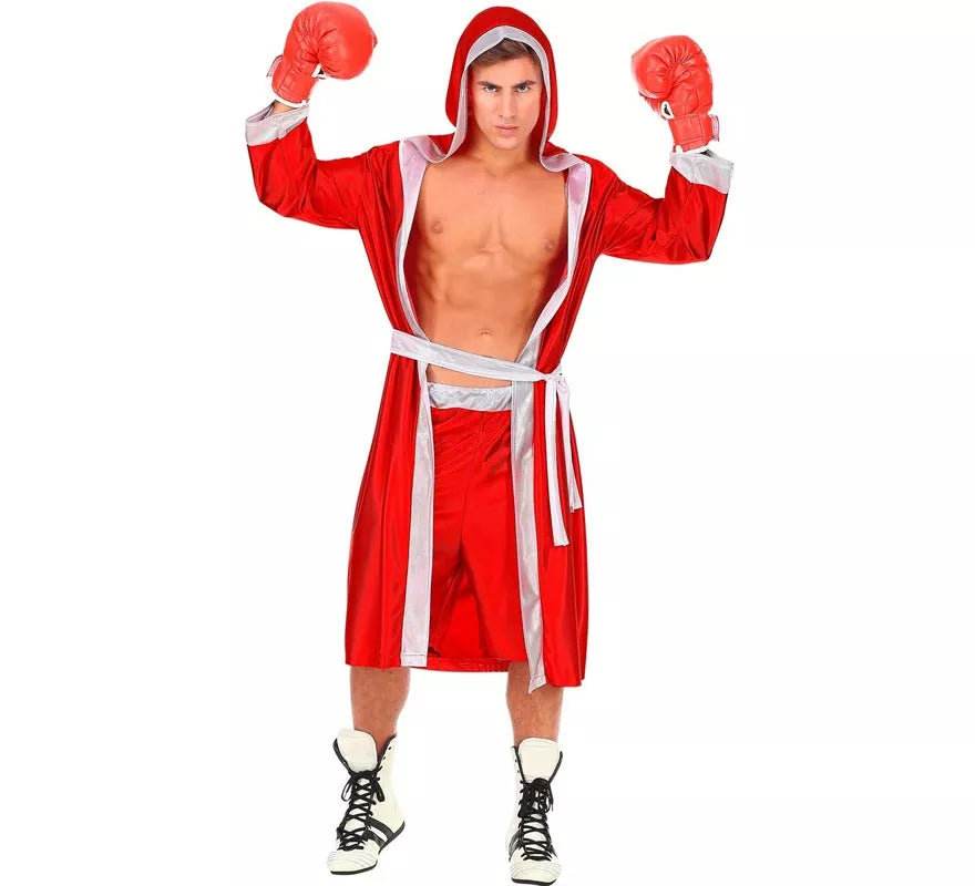 Disfraz de Boxeador rojo y blanco para hombre