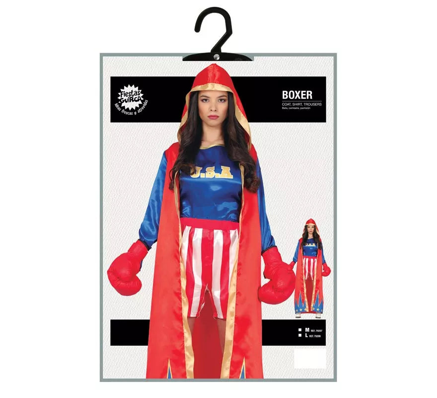 Translation missing: de.Disfraz de Boxeadora Azul y Rojo para mujer