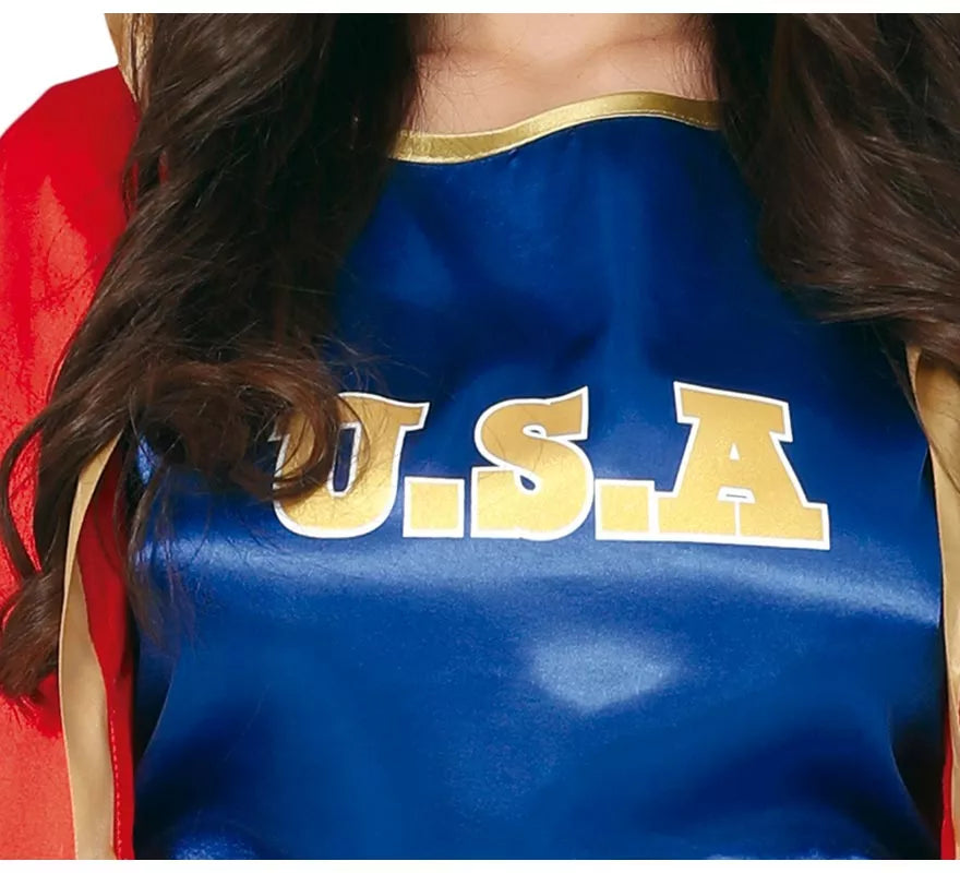 Disfraz de Boxeadora Azul y Rojo para mujer